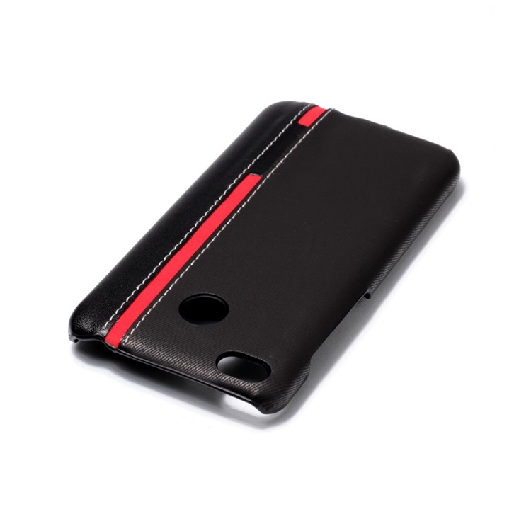 For Xiaomi Redmi 4X Contrast Color PU Leather Coated PC Casing - Black-5