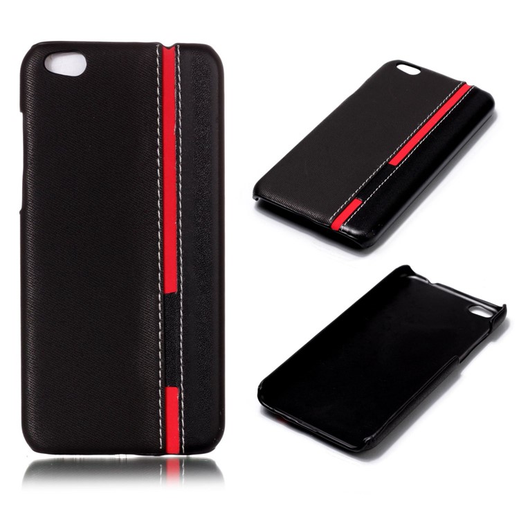 For Xiaomi Mi 5c Contrast Color PU Leather Coated PC Phone Accessory Case - Black-1