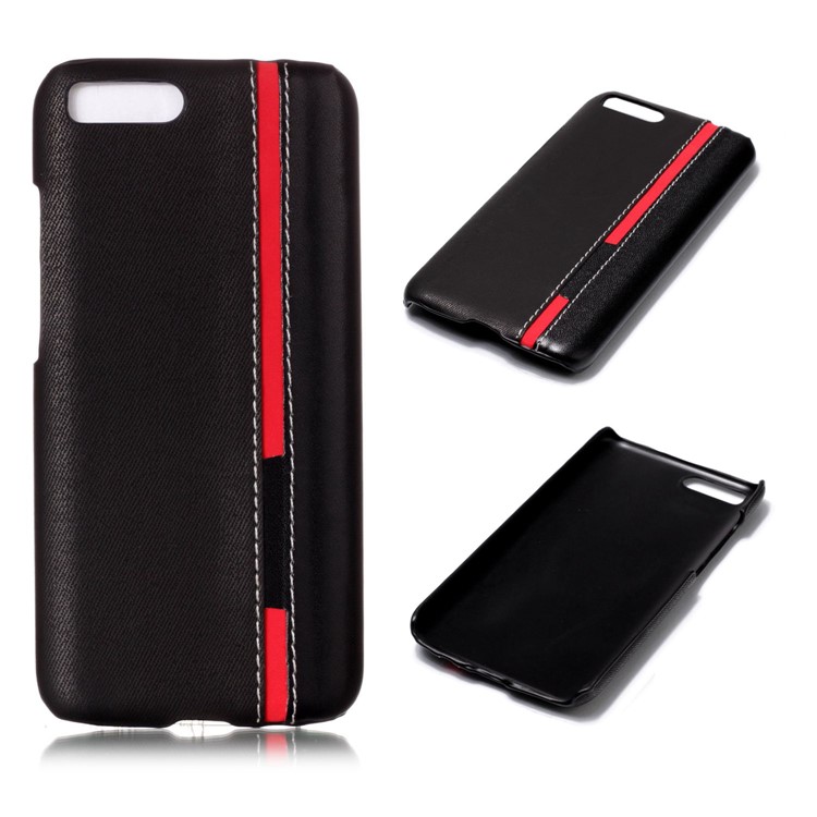 Contrast Color PU Leather Coated PC Back Cover for Xiaomi Mi 6 - Black-1