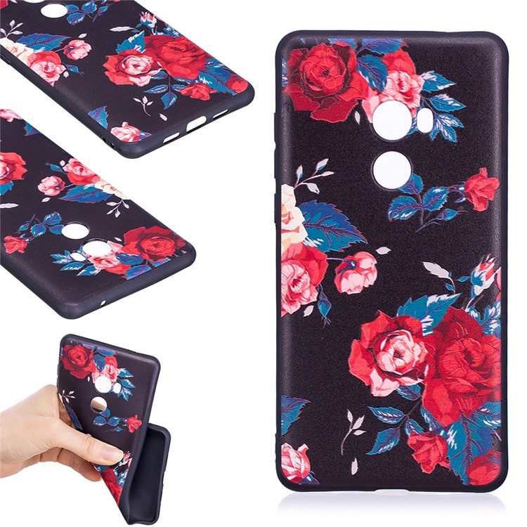 Pattern Printing Embossed TPU Case for Xiaomi Mi Mix 2 - Vivid Flowers-1