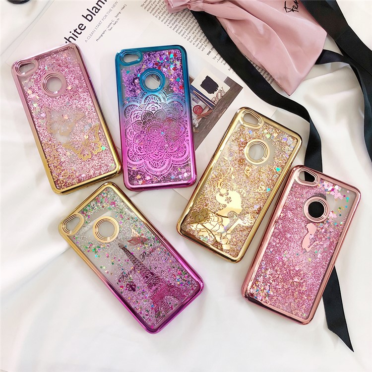 Dynamic Quicksand Plating TPU Mobile Case for Xiaomi Redmi Note 5A Prime / Y1 (India) - Mandala Flower-12