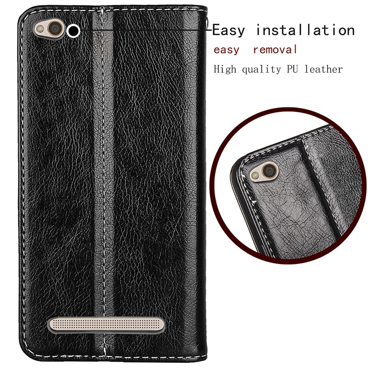 Business Style Auto-absorbed PU Leather Case with Card Slot for Xiaomi Redmi 5A - Black-4