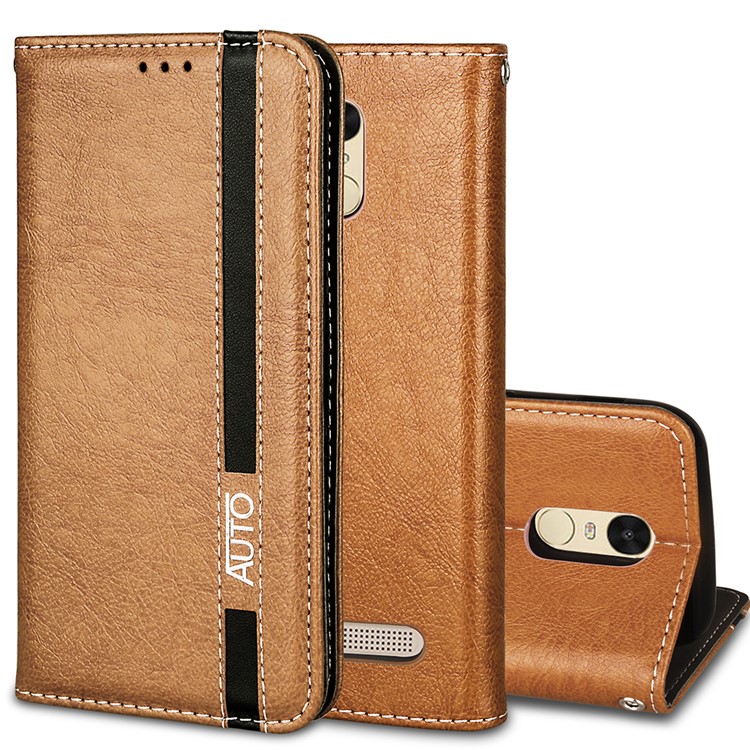 Business Style Auto-absorbed PU Leather Case with Card Holder for Xiaomi Redmi Note 3/Note 3 Pro - Brown-1