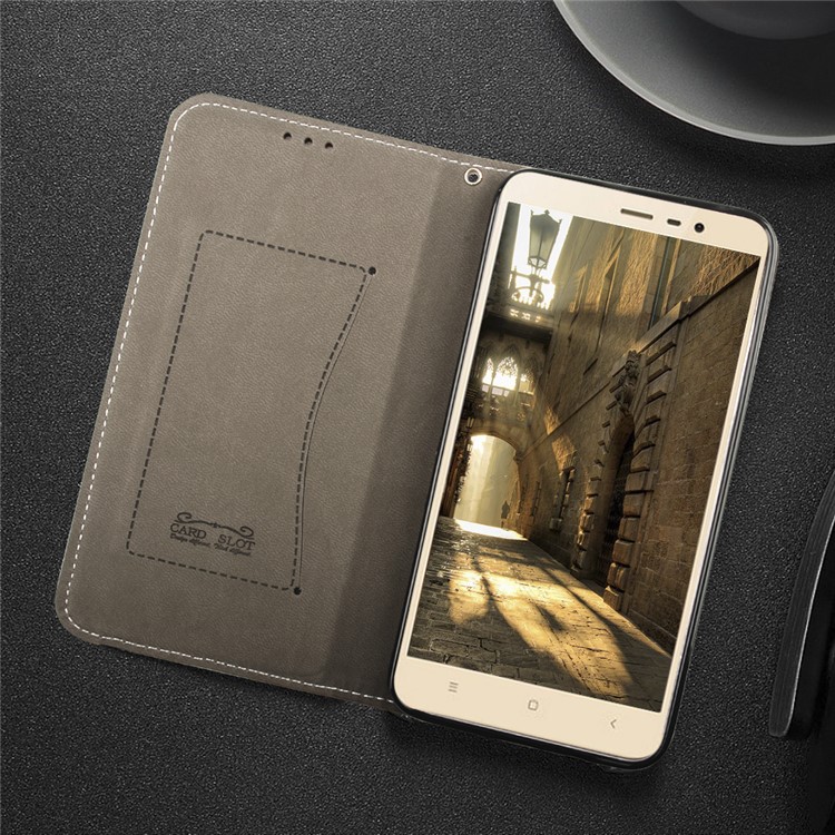 Business Style Auto-absorbed PU Leather Case with Card Holder for Xiaomi Redmi Note 3/Note 3 Pro - Brown-10