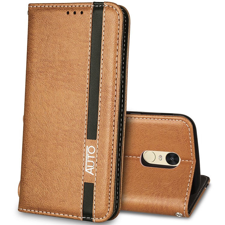 Business Style Auto-absorbed PU Leather Case with Card Holder for Xiaomi Redmi Note 3/Note 3 Pro - Brown-2