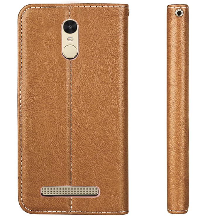 Business Style Auto-absorbed PU Leather Case with Card Holder for Xiaomi Redmi Note 3/Note 3 Pro - Brown-3