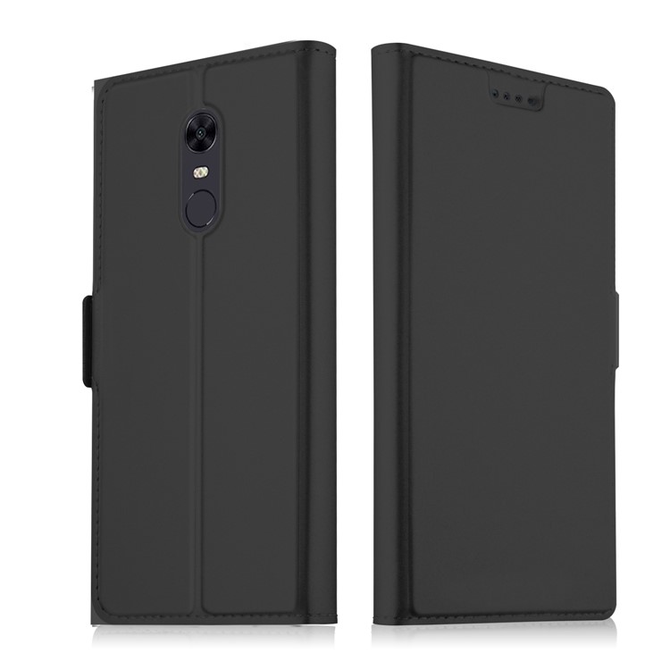 Auto-absorbed Card Holder PU Leather Case for Xiaomi Redmi Note 5/Redmi 5 Plus - Black-1