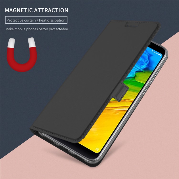 Auto-absorbed Card Holder PU Leather Case for Xiaomi Redmi Note 5/Redmi 5 Plus - Black-4