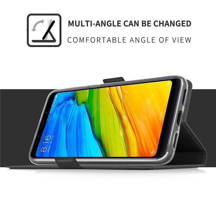 Auto-absorbed Card Holder PU Leather Case for Xiaomi Redmi Note 5/Redmi 5 Plus - Black-5