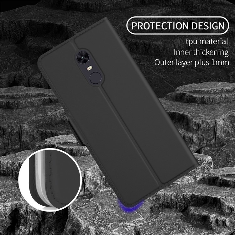 Auto-absorbed Card Holder PU Leather Case for Xiaomi Redmi Note 5/Redmi 5 Plus - Black-6