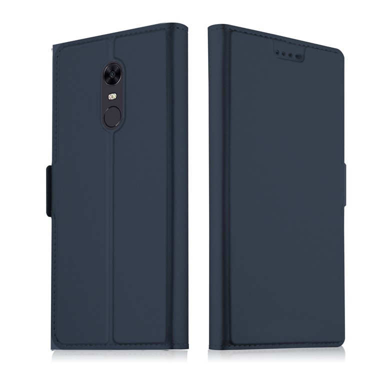 Auto-absorbed PU Leather Stand Mobile Casing with Card Slot for Xiaomi Redmi Note 5/Redmi 5 Plus - Dark Blue-1
