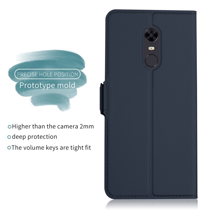 Auto-absorbed PU Leather Stand Mobile Casing with Card Slot for Xiaomi Redmi Note 5/Redmi 5 Plus - Dark Blue-3