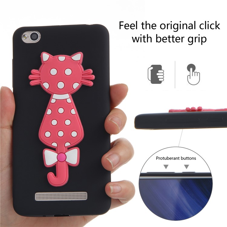 Adorable 3D Cat Pattern TPU Cell Phone Case for Xiaomi Redmi 4a - Black-4