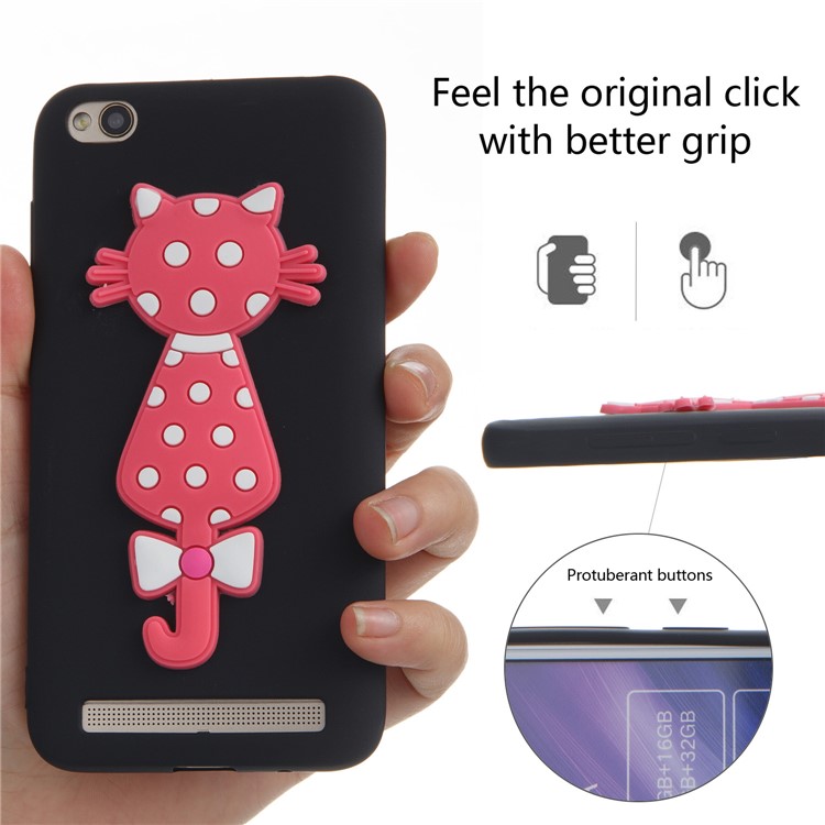 Adorable 3D Cat Pattern TPU Back Phone Case for Xiaomi Redmi 5A - Black-4