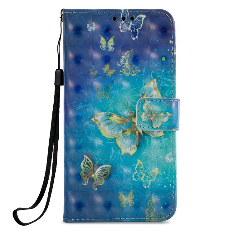 3D Pattern Printing Wallet Stand Leather Case for Xiaomi Redmi 5 - Gold Butterfly-2