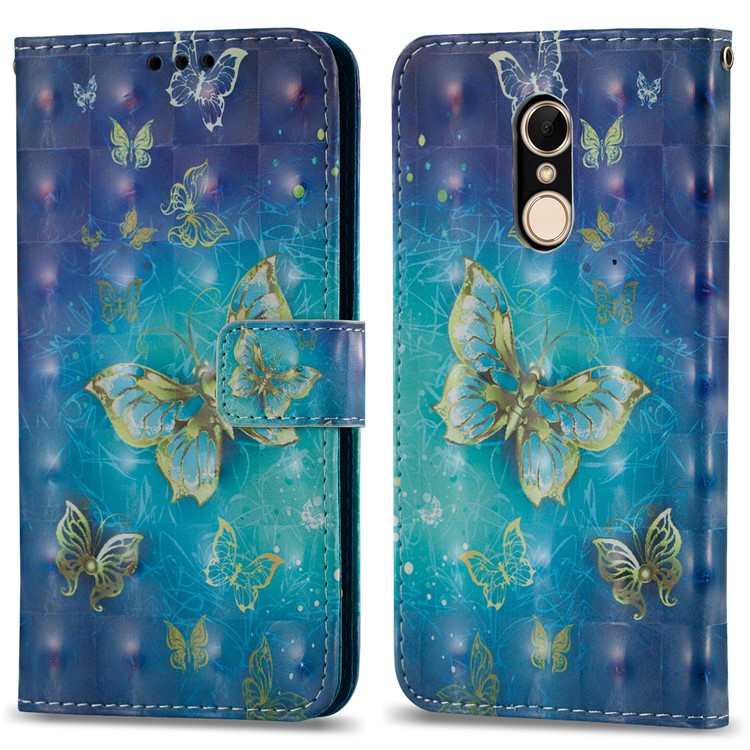 3D Pattern Printing Wallet Stand Leather Case for Xiaomi Redmi 5 - Gold Butterfly-3