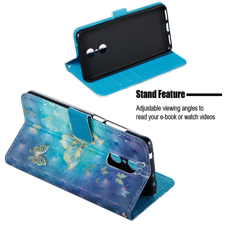3D Pattern Printing Wallet Stand Leather Case for Xiaomi Redmi 5 - Gold Butterfly-4