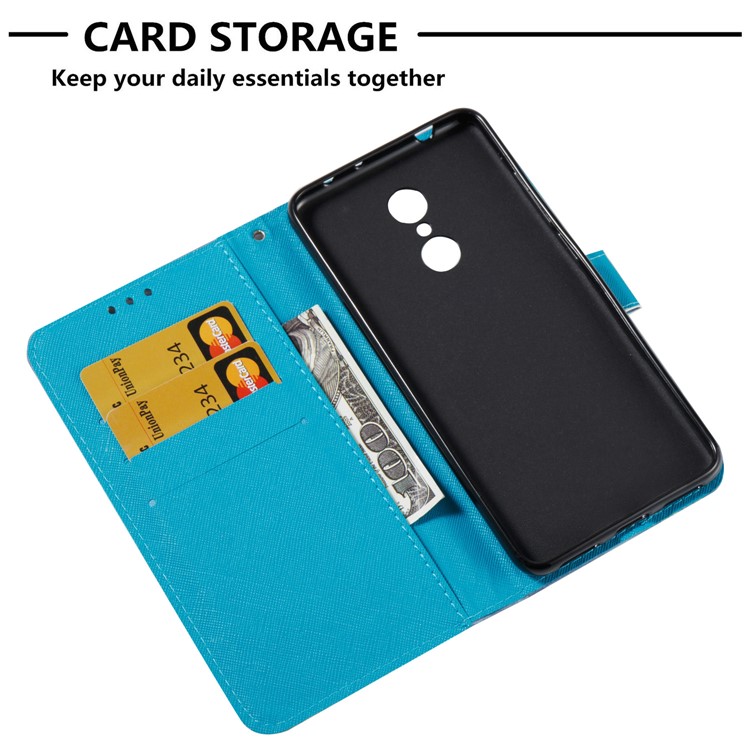 3D Pattern Printing Wallet Stand Leather Case for Xiaomi Redmi 5 - Gold Butterfly-6