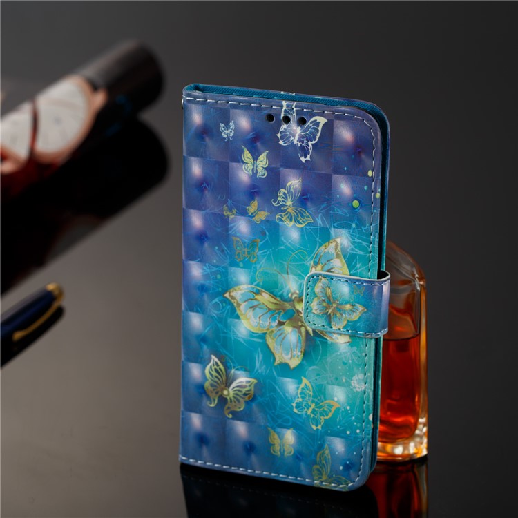 3D Pattern Printing Wallet Stand Leather Case for Xiaomi Redmi 5 - Gold Butterfly-7