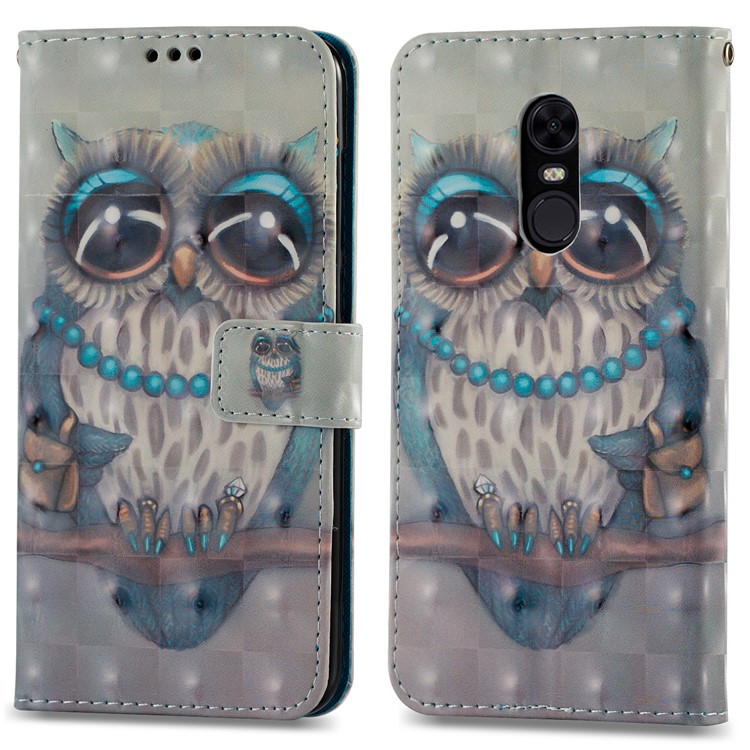 3D Pattern Printing Wallet Leather Case for Xiaomi Redmi Note 5 / Redmi 5 Plus - Owl on Branch-4