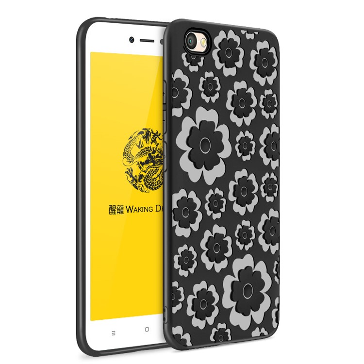 WAKING DRAGON 3D Flower Series Soft TPU Back Case for Xiaomi Redmi Note 5A / Redmi Y1 Lite - Black-1