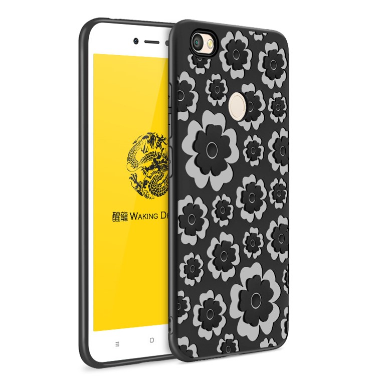 WAKING DRAGON 3D Flower Series TPU Soft Case for Xiaomi Redmi Note 5A Prime / Y1 (India) - Black-1