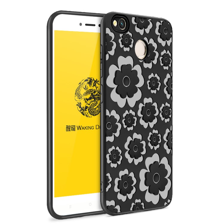 3D Flower Series Soft TPU Case for Xiaomi Redmi 4X - Black-1