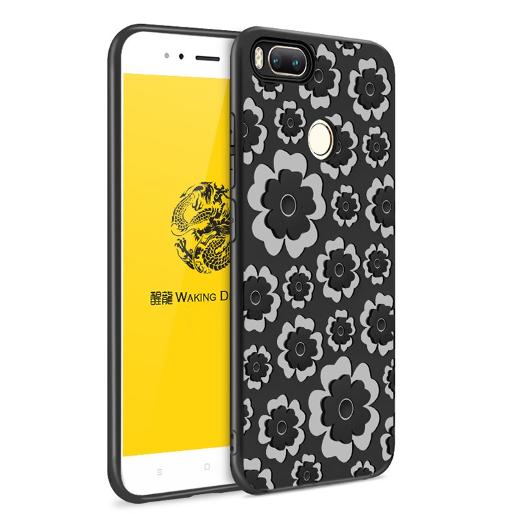 3D Flower Series Soft TPU Case for Xiaomi Mi A1/5X - Black-1