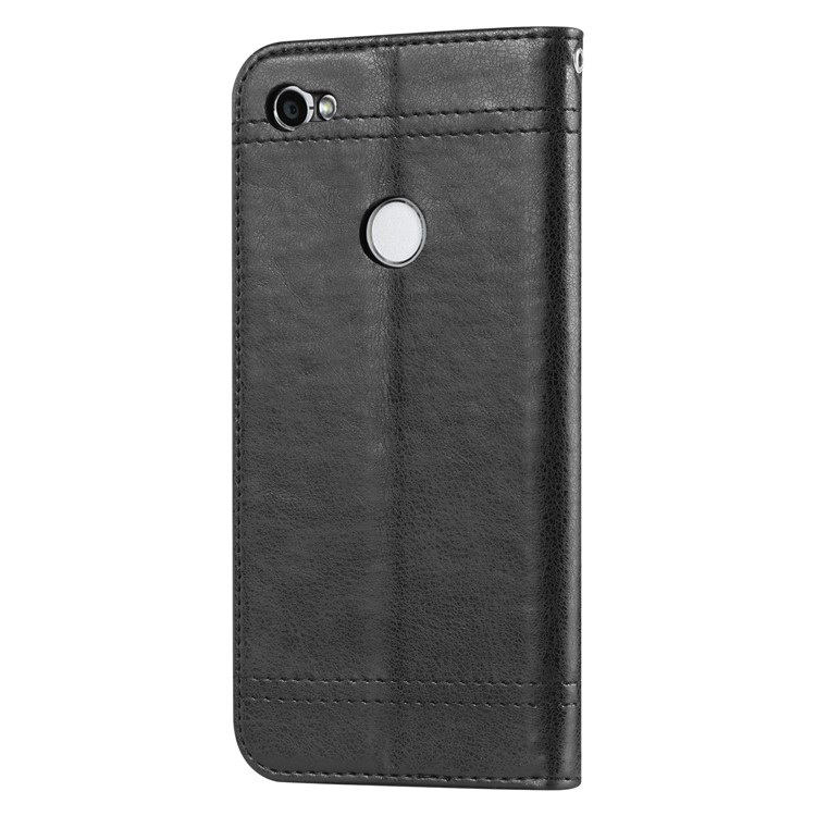 Auto-absorbed Vintage Leather Wallet Case for Xiaomi Redmi Note 5A Prime / Redmi Y1 (India) - Black-3