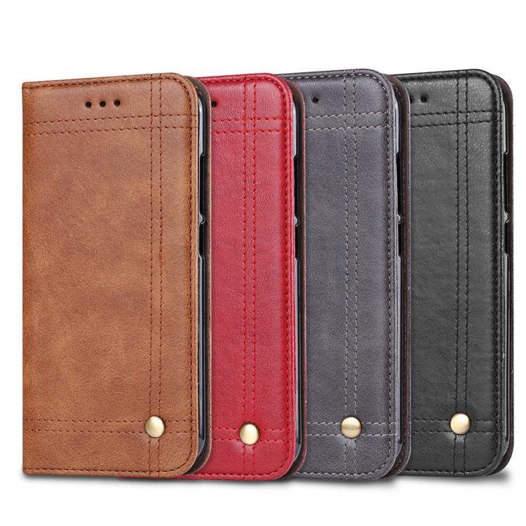 Auto-absorbed Vintage Leather Wallet Case for Xiaomi Redmi Note 5A Prime / Redmi Y1 (India) - Black-4