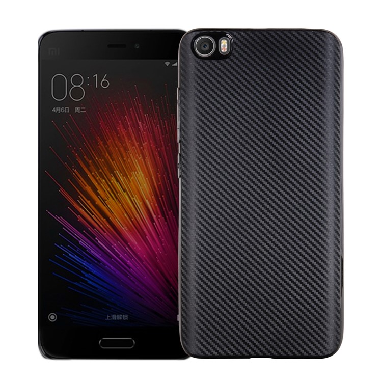 Carbon Fiber Texture TPU Phone Cover for Xiaomi Mi 5 - Black-1