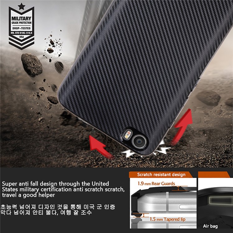 Carbon Fiber Texture TPU Phone Cover for Xiaomi Mi 5 - Black-2