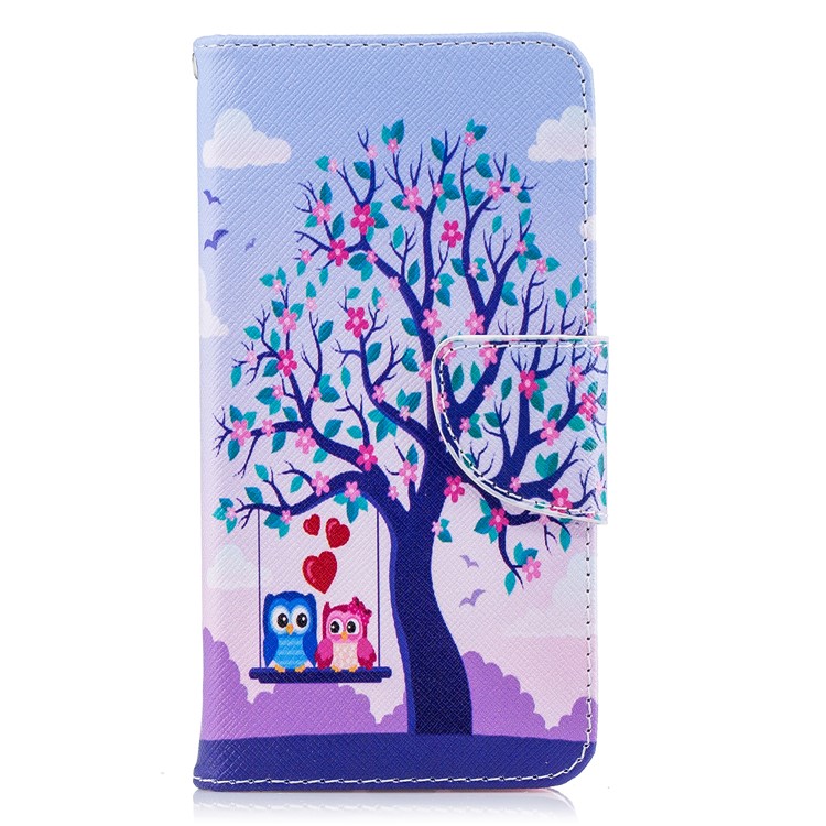 For Xiaomi Redmi 4X Patterned PU Leather Stand Phone Case - Swinging Owls on the Tree-2