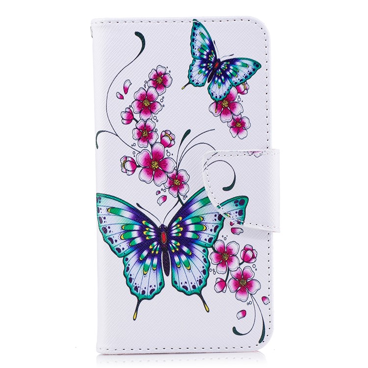 Para Xiaomi Redmi 4X Modelado PU Couro Stand Telefone Cobertura - Borboletas E Flores-2