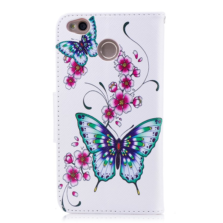 Para Xiaomi Redmi 4X Modelado PU Couro Stand Telefone Cobertura - Borboletas E Flores-3