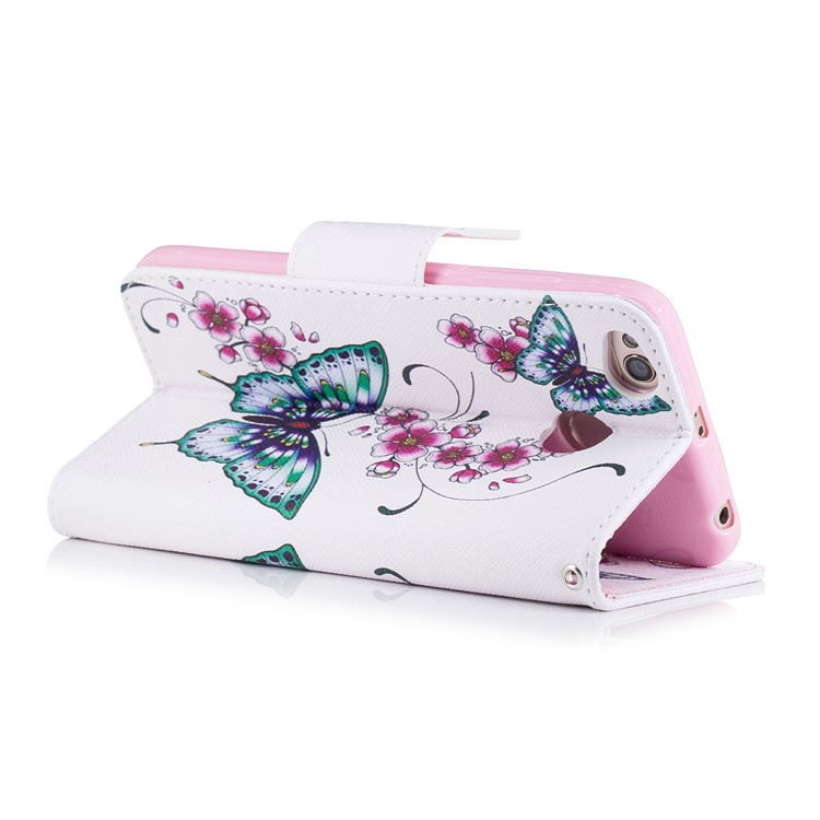 Para Xiaomi Redmi 4X Modelado PU Couro Stand Telefone Cobertura - Borboletas E Flores-4