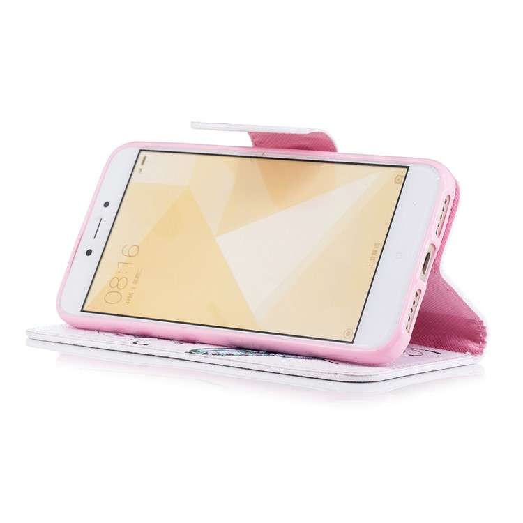 Para Xiaomi Redmi 4X Modelado PU Couro Stand Telefone Cobertura - Borboletas E Flores-5