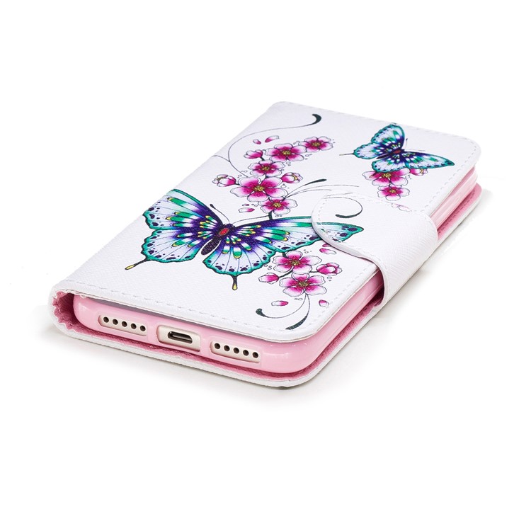 Para Xiaomi Redmi 4X Modelado PU Couro Stand Telefone Cobertura - Borboletas E Flores-6
