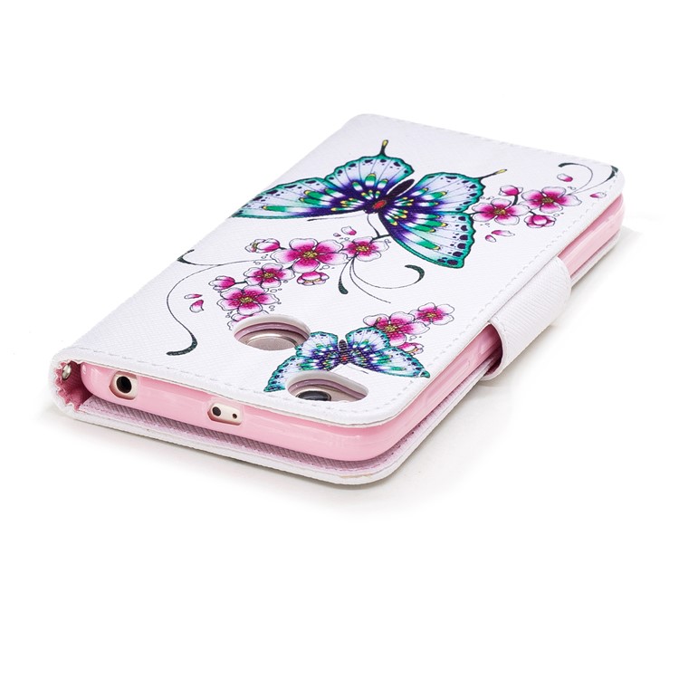 Para Xiaomi Redmi 4X Modelado PU Couro Stand Telefone Cobertura - Borboletas E Flores-7