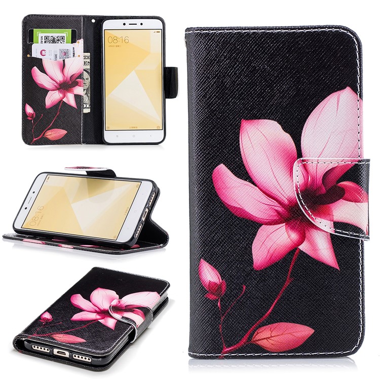 Para Xiaomi Redmi 4X Padrão De Bolsa De Couro PU Capa De Telefone Celular - Padrão Floral-1