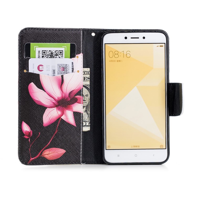 Para Xiaomi Redmi 4X Padrão De Bolsa De Couro PU Capa De Telefone Celular - Padrão Floral-8