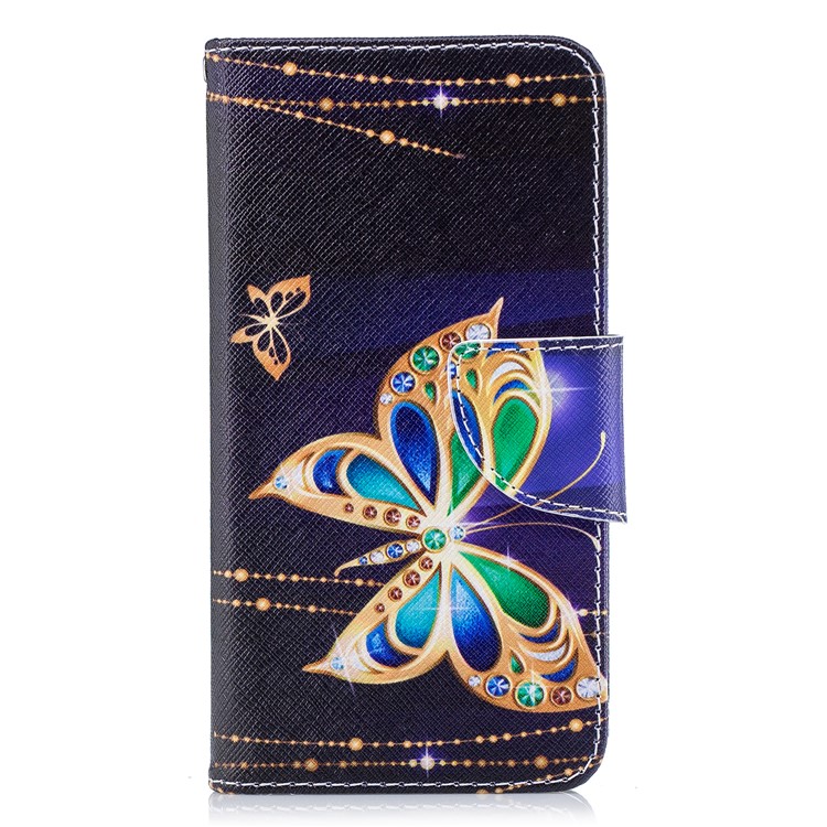 Para Xiaomi Redmi 4X Padrão De Capa De Couro PU Capa Protetora - Borboleta Com Diamante-2