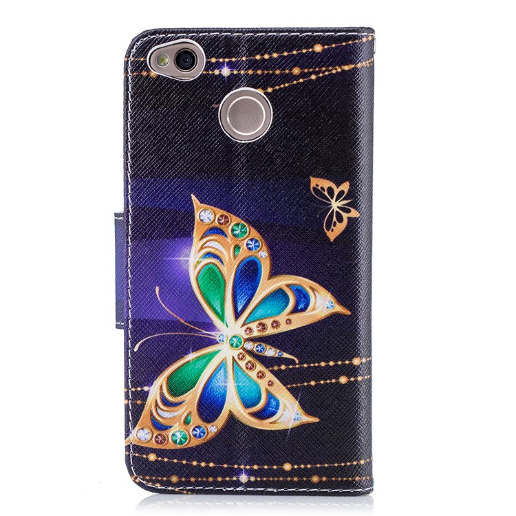 Para Xiaomi Redmi 4X Padrão De Capa De Couro PU Capa Protetora - Borboleta Com Diamante-3