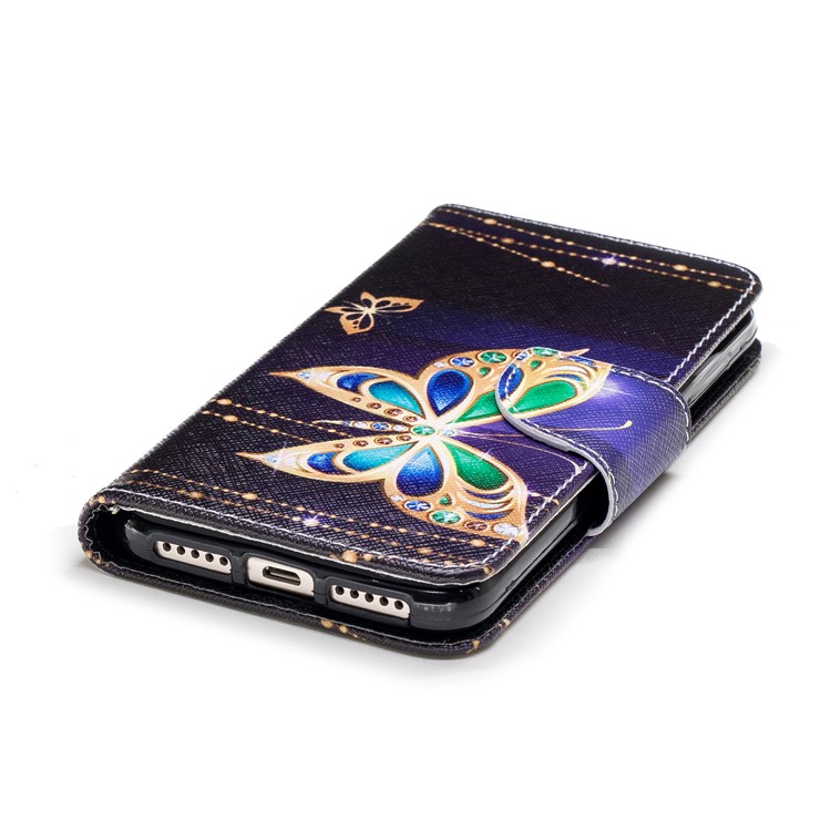 Para Xiaomi Redmi 4X Padrão De Capa De Couro PU Capa Protetora - Borboleta Com Diamante-6