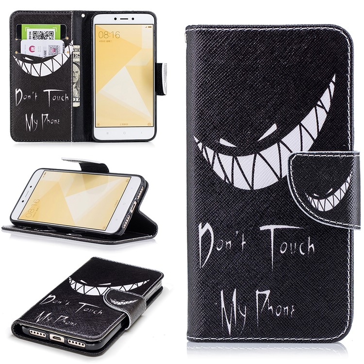 Pattern Printing Leather Wallet Case for Xiaomi Redmi 4X - Do not Touch My Phone-1