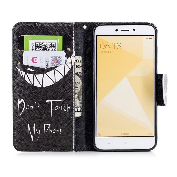 Pattern Printing Leather Wallet Case for Xiaomi Redmi 4X - Do not Touch My Phone-8