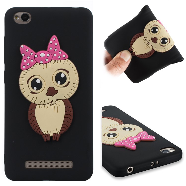 Lovely 3D Owl with Bowknot Pattern TPU Case for Xiaomi Redmi 4a - Black-1