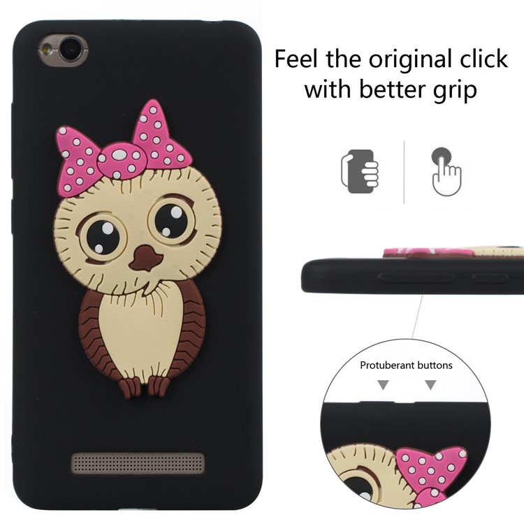 Lovely 3D Owl with Bowknot Pattern TPU Case for Xiaomi Redmi 4a - Black-3