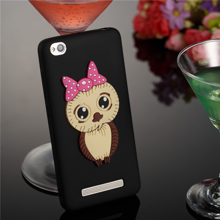 Lovely 3D Owl with Bowknot Pattern TPU Case for Xiaomi Redmi 4a - Black-4