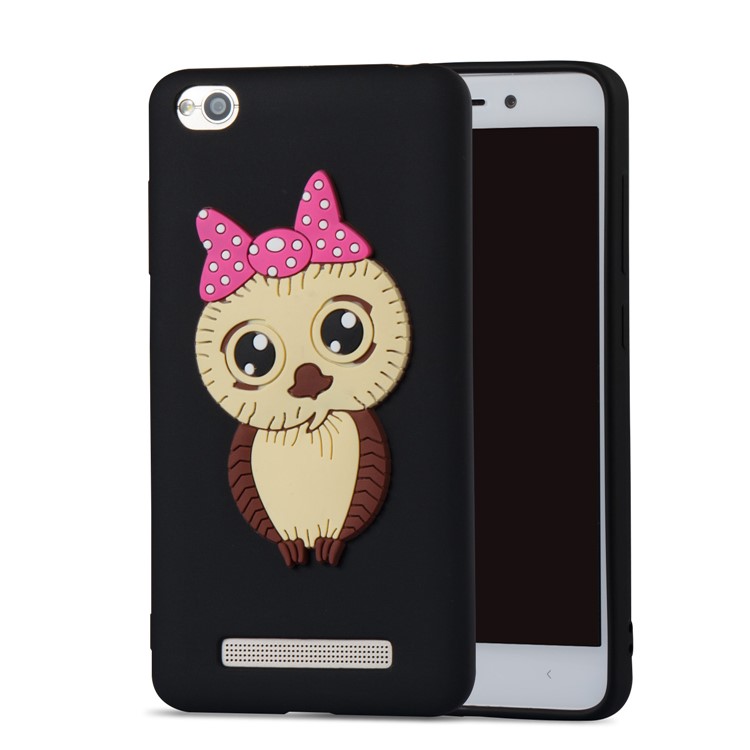 Lovely 3D Owl with Bowknot Pattern TPU Case for Xiaomi Redmi 4a - Black-5